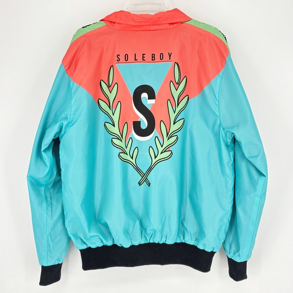 Soleboy Colorblock Windbreaker Jacket Teal Full Zip Retro Streetwear Oversized S - Picture 6 of 10